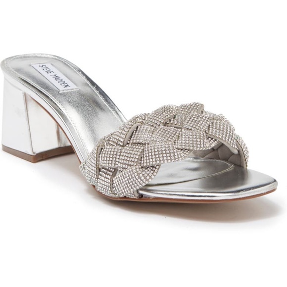 Steve Madden Silver Maillot Braided Embellished Mules - Sz 6 - New in Box - Picture 10 of 14